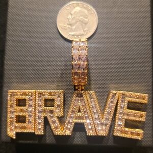 Large Iced out BRAVE pendant